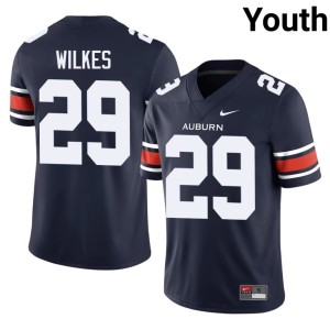 Youth College Football #29 AU Tigers Jaquez Wilkes Navy Embroidery Jerseys 552452-147