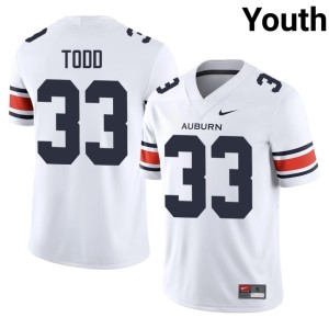 Youth Replica AU Tigers White College Football #33 Kamari Todd Jerseys 231977-312