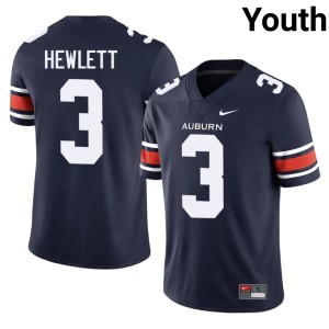 Youth College Football Navy #3 Locklan Hewlett Official Tigers Jersey 940582-761