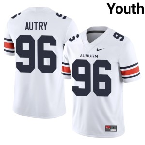 Youth Limited Malik Autry White College Football #96 Auburn Tigers Jerseys 136151-871