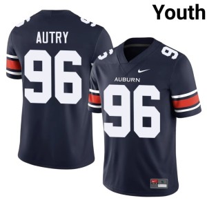 Youth College Football Navy #96 Auburn Malik Autry Replica Jerseys 452490-554