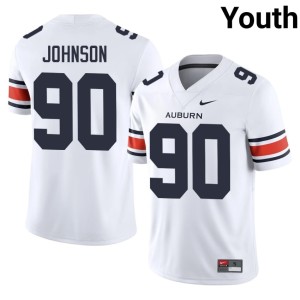 Youth #90 Nate Johnson White Auburn University Tigers Limited College Football Jerseys 909814-723