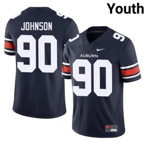 Youth Stitched #90 Navy Nate Johnson College Football Auburn University Jersey 466721-653