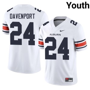 Youth College Football Auburn Tigers #24 Nykahi Davenport White Official Jersey 581535-114