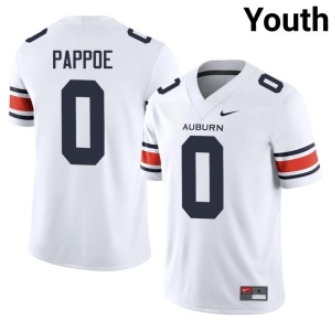 Youth Owen Pappoe #0 Official College Football White Auburn University Tigers Jersey 854609-388