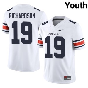 Youth Auburn University White College Football Scrap Richardson Game #19 Jerseys 419024-630