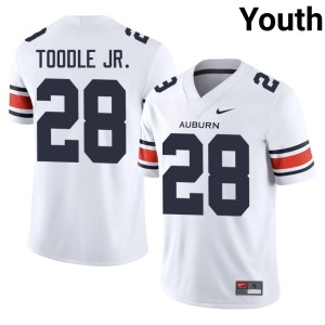 Youth Shadrick Toodle Jr. College Football White #28 Replica Auburn University Tigers Jersey 840486-567