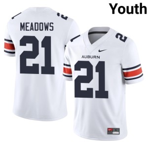 Youth Auburn University Tigers White #21 Stitched College Football Tae Meadows Jerseys 615360-435