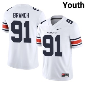 Youth College Football #91 War Eagle White Tavian Branch Player Jerseys 859424-467