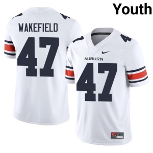 Youth #47 White College Football Travis Wakefield AU University Jerseys 566636-484