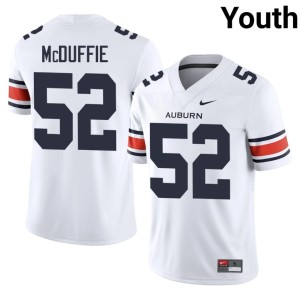 Youth College Football #52 White William Grier McDuffie Stitched Auburn War Eagles Jersey 784632-427